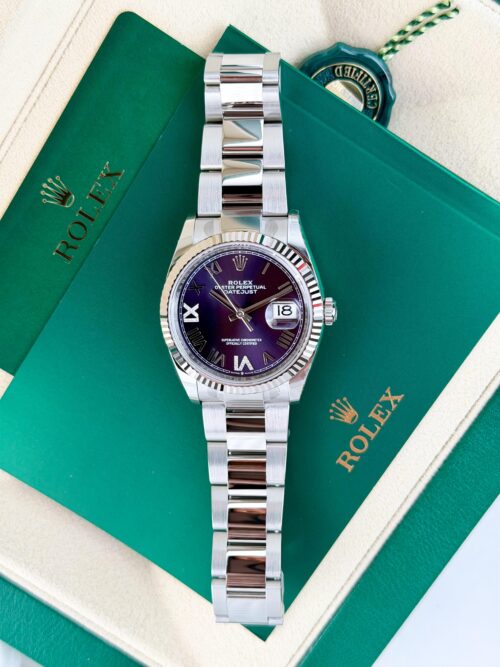 Rolex Datejust 36mm UNWORN 2026 Aubergine Purple Roman VIIX Dia Oyster 126234