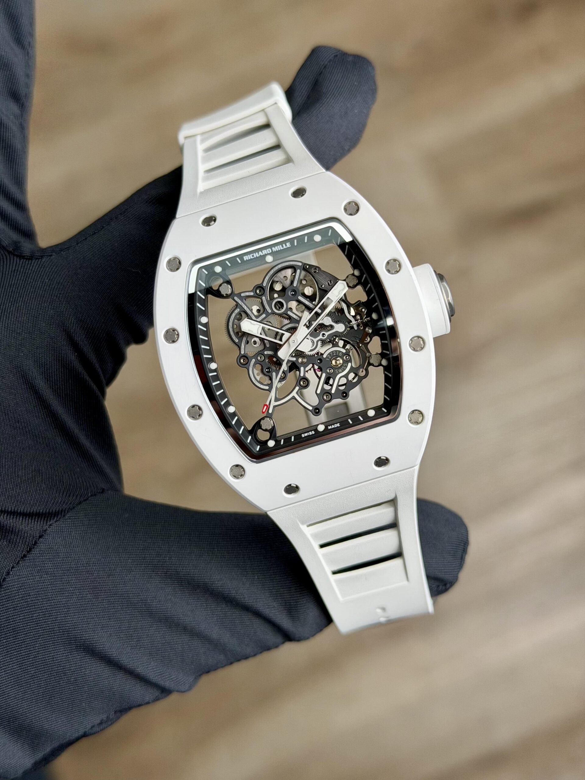 Richard Mille Bubba Watson White Ceramic White Rubber Strap RM055