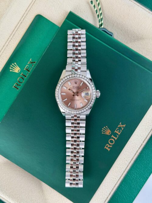 Rolex Datejust 28mm 2021 Pink Index Diamond Bezel Jubilee 279384RBR