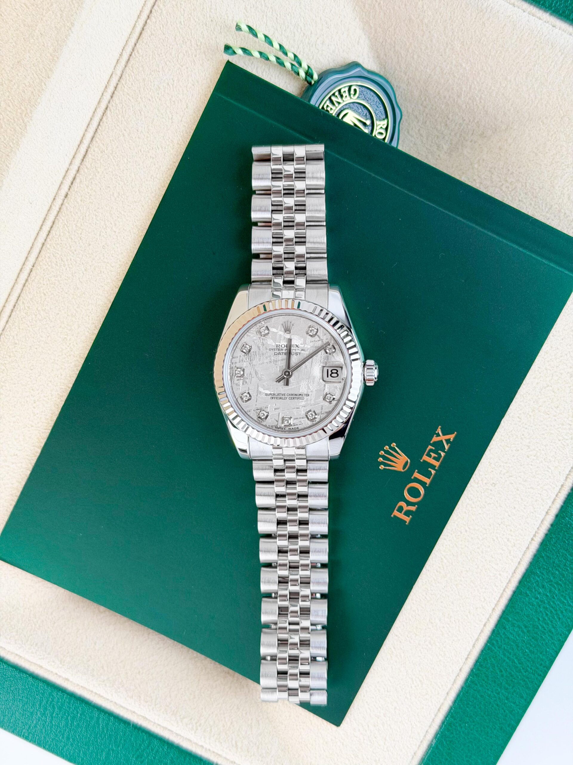 Rolex Datejust 31mm Meteorite Diamond Fluted Jubilee Watch&Box 178274