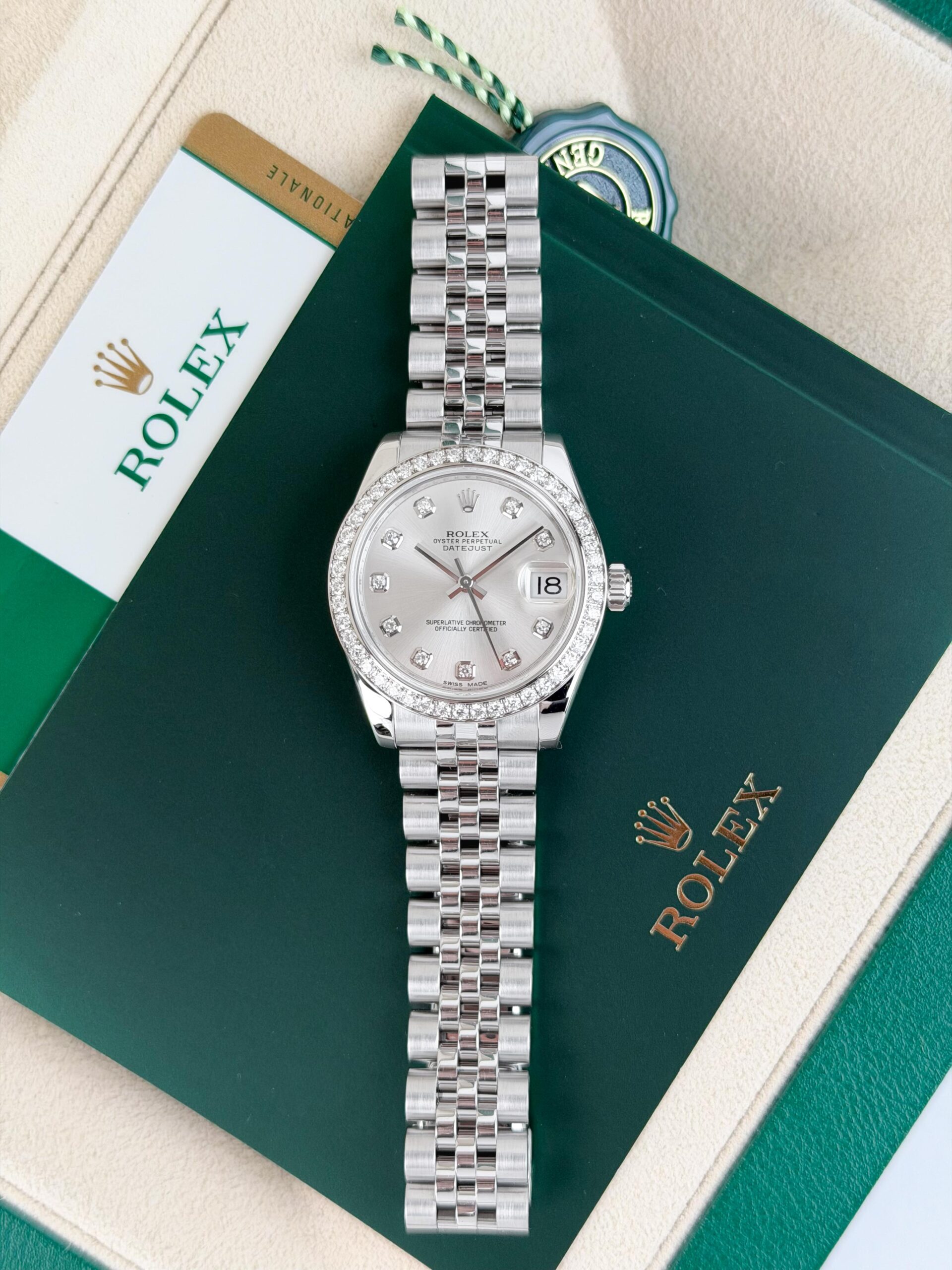 Rolex Datejust 31mm 2017 Silver Diamond Bezel Jubilee 178384RBR