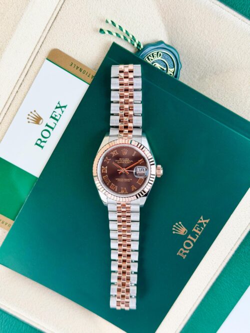 Rolex Datejust 28mm 2017 Chocolate Brown Roman Fluted Jubilee 279171