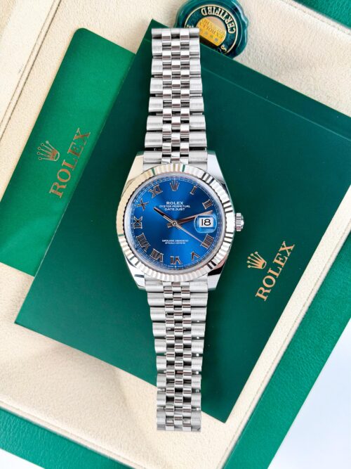 Rolex Datejust 41mm 2022 Blue Roman Fluted Jubilee 126334