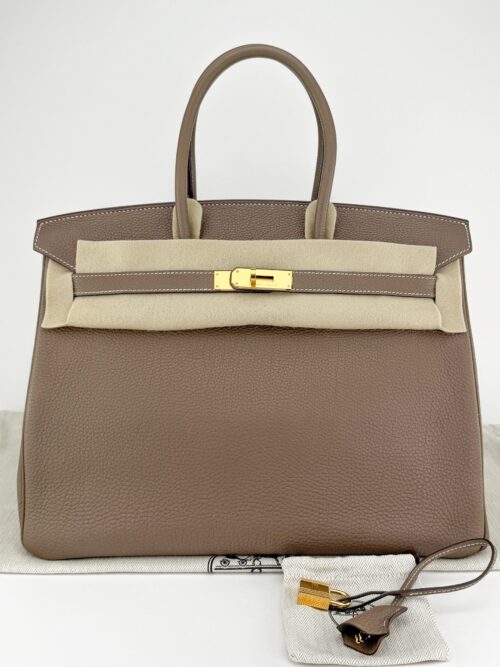 Hermes Birkin 35 Retourne Togo Etoupe Gold Hardware Square N Stamp