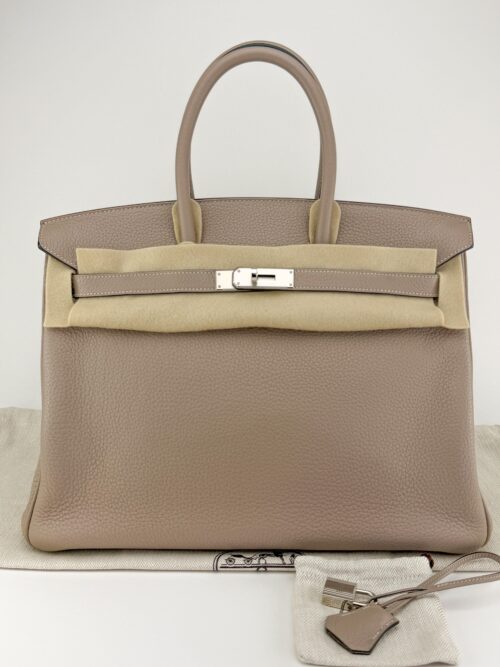 Hermes Birkin 35 Togo Gris Tourterelle Palladium Hardware Square N Stamp