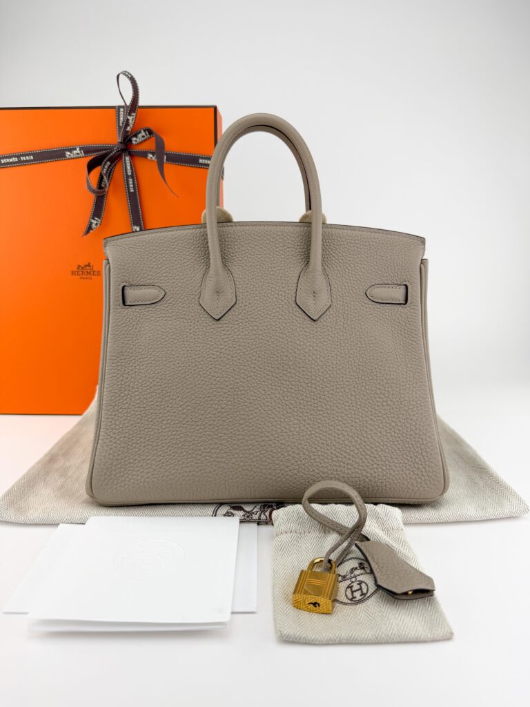 Hermes Birkin 25 Retourne Togo Gris Tourterelle Gold Hardware U Stamp
