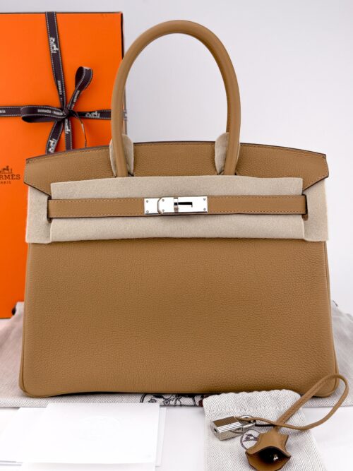 Hermes Birkin 30 Retourne Togo Biscuit Palladium Hardware Z Stamp Excellent