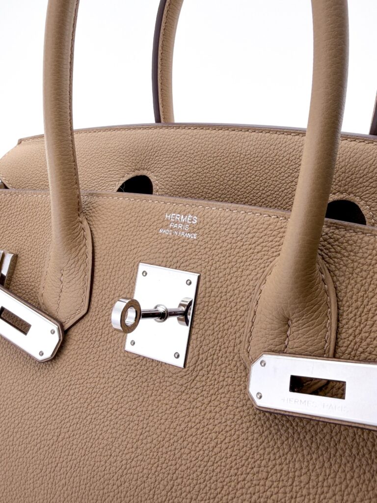 Hermes Birkin 30 Retourne Togo Biscuit Palladium Hardware Z Stamp Excellent