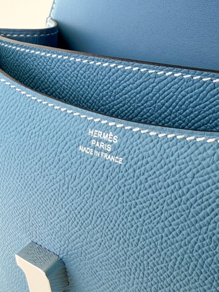 Hermes Mini Constance 18 Sellier Epsom New Blue Jean Palladium K Stamp Unworn