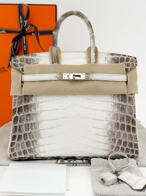 HIMALAYA - Hermès Birkin 25 Matte Crocodile Himalaya Palladium Hardware X Stamp