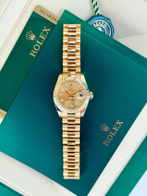 Rolex Datejust 26mm 2011 Champagne Diamond Fluted President 179178