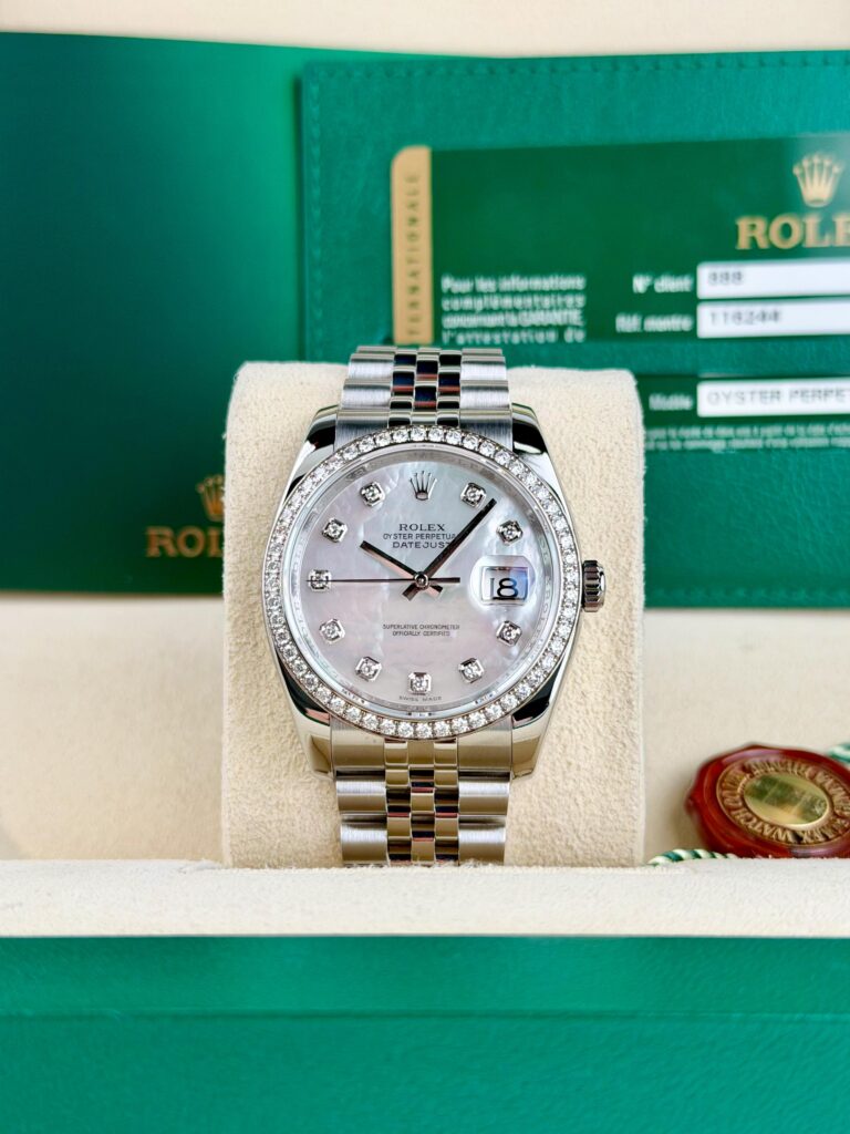 Rolex Datejust 36mm 2013 MOP Pearl Diamond Bezel Jubilee 116244RBR
