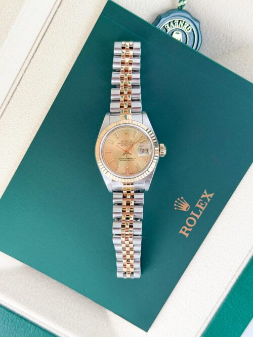 Rolex Datejust 26mm P Serial Champagne Index Fluted Jubilee Watch&Box 79173