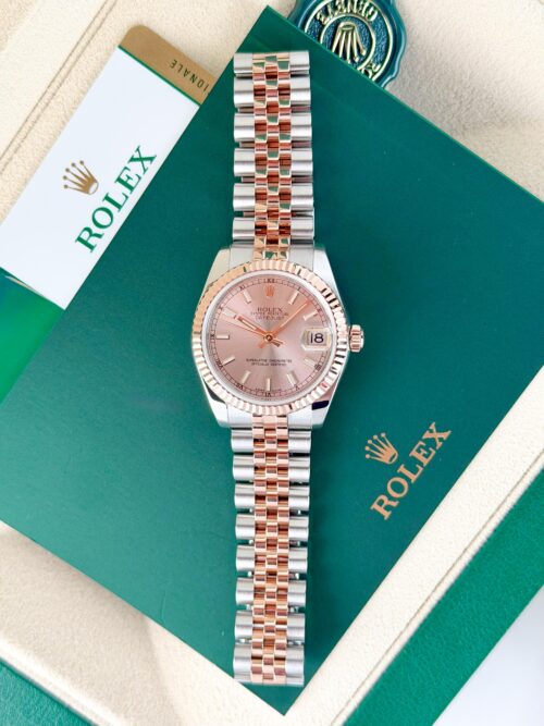 Rolex Datejust 31mm 2016 Rose Pink Sundust Index Fluted Jubilee 178271