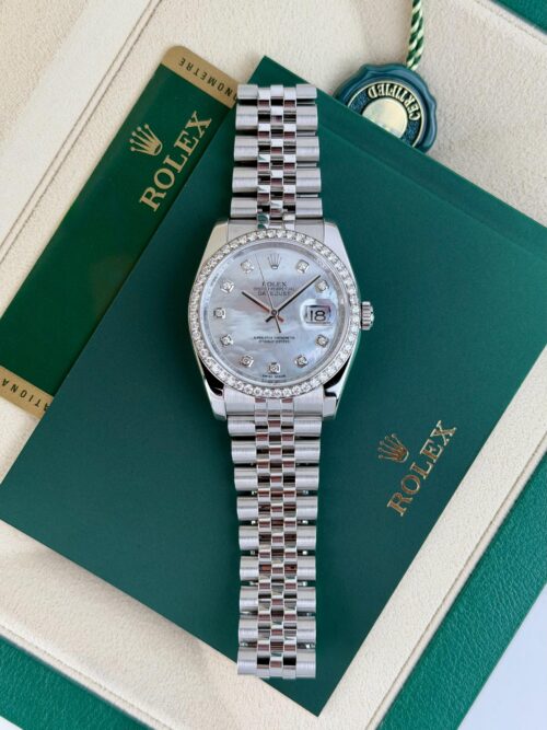 Rolex Datejust 36mm 2013 MOP Pearl Diamond Bezel Jubilee 116244RBR