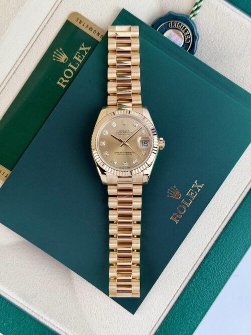 Rolex Datejust 31mm 2013 Champagne Diamond Fluted President 178278
