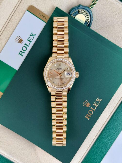 Rolex Datejust 28mm 2017 Champagne Star Diamond XI Bezel President 279138