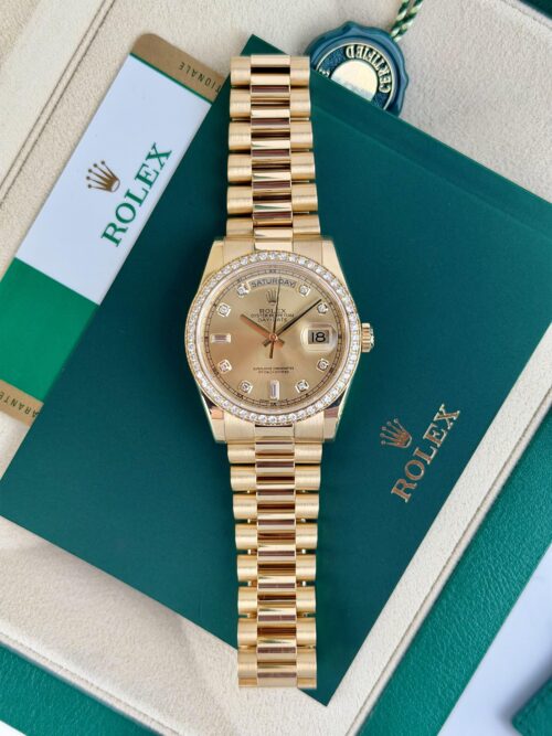 Rolex Day-Date 36mm 2016 Champagne Baguette Diamond President 118348