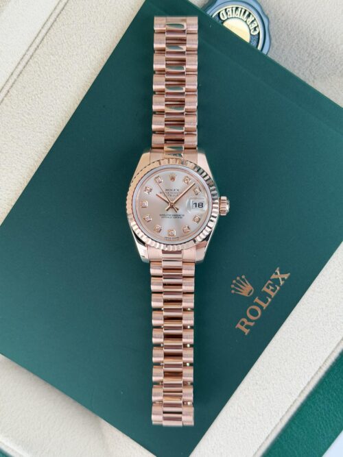 Rolex Datejust 26mm Silver Diamond President W&B 179175