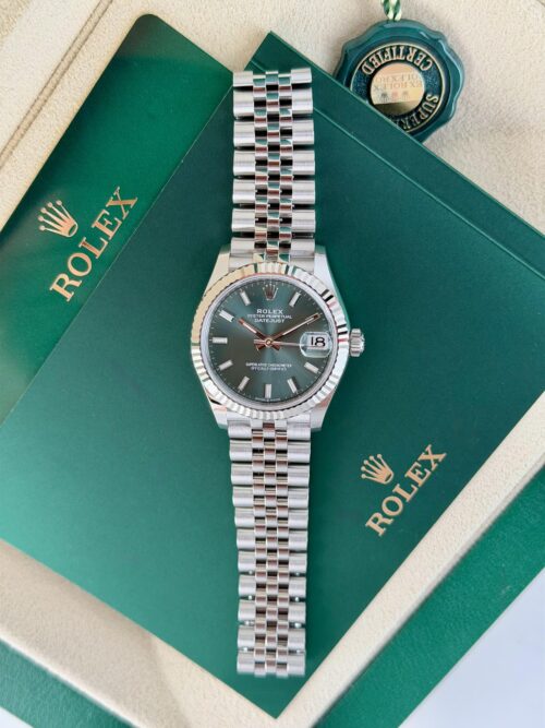Rolex Datejust 31mm UNWORN 2026 Mint Green Index Fluted Jubilee 278274