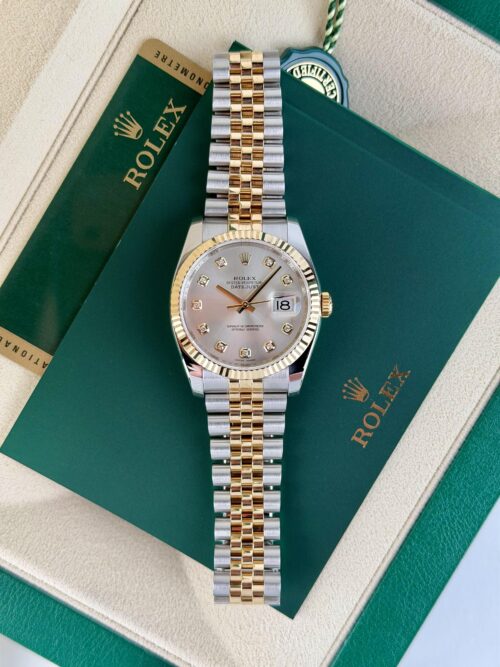 Rolex Datejust 36mm 2014 Silver Diamond Fluted Jubilee 116233