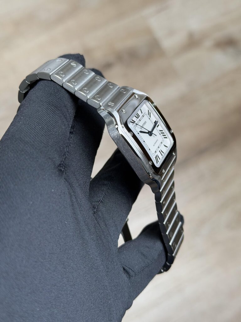 Cartier Santos de Cartier Medium Silver White Roman Bracelet WSSA0010