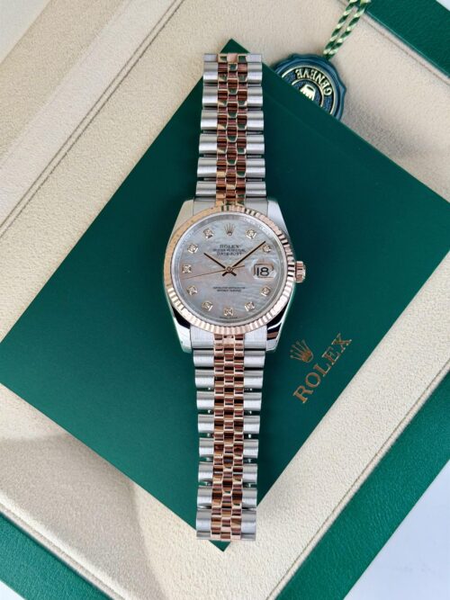 Rolex Datejust 36mm MOP Pearl Diamond Fluted Jubilee Watch&Box 116231