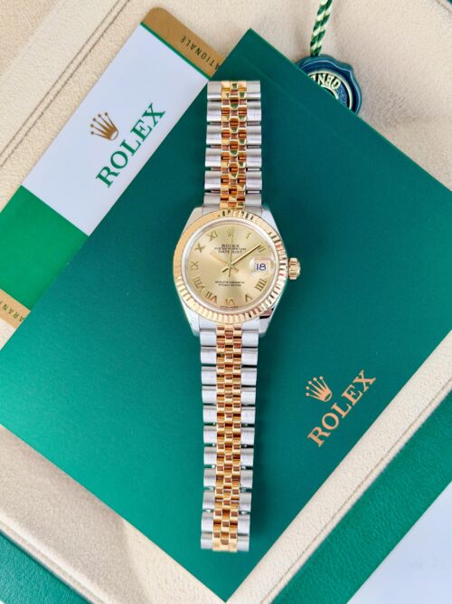 Rolex Datejust 28mm 2017 Champagne Roman Fluted Jubilee 279173