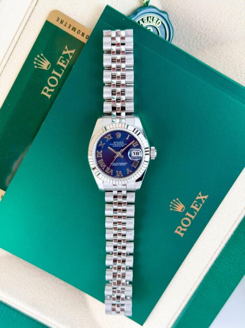 Rolex Datejust 26mm 2012 Blue Roman Fluted Jubilee 179174