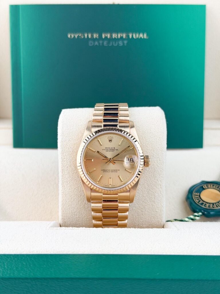 Rolex Datejust 31mm Champagne Index Fluted President 68278