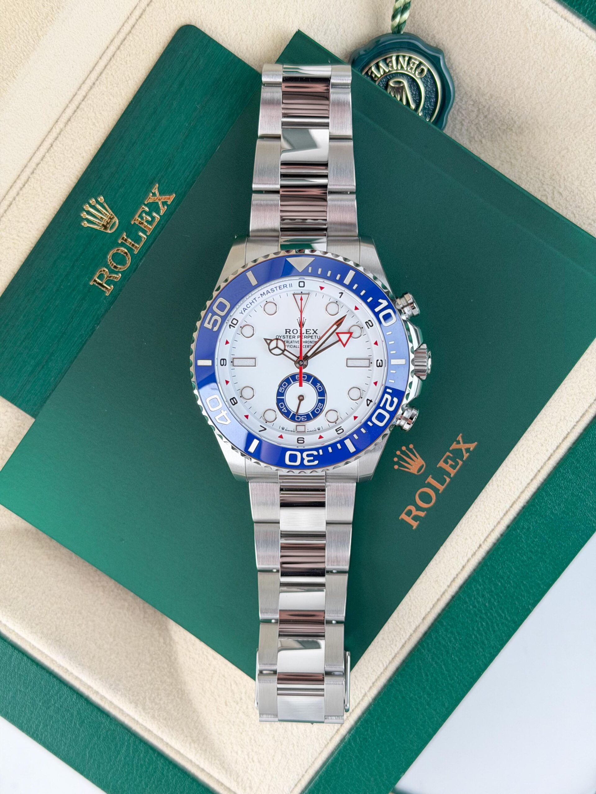 Rolex Yacht-Master II 44mm UNWORN 2026 White Blue Oyster Wood 126680