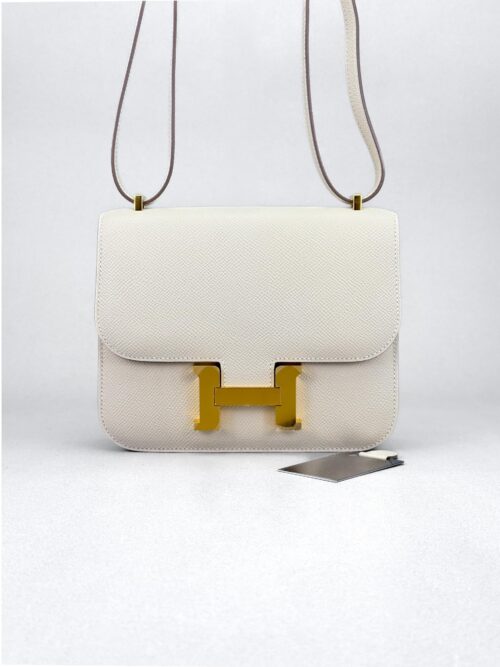 Hermes Mini Constance 18 Sellier Epsom Craie Gold Hardware W Stamp Unworn