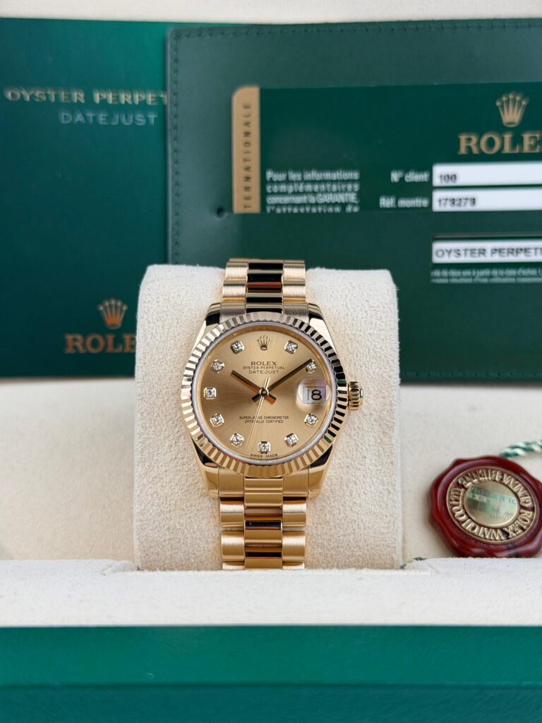 Rolex Datejust 31mm 2013 Champagne Diamond Fluted President 178278