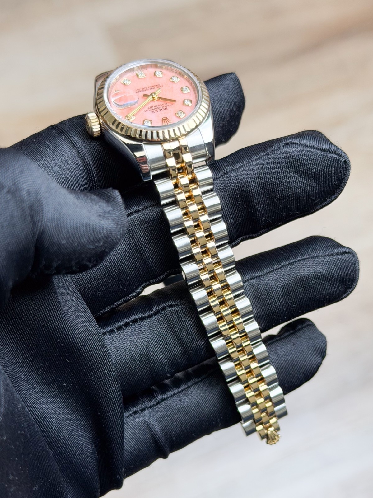 Rolex Datejust 26mm 2010 Pink Opal Diamond Fluted Jubilee 179173
